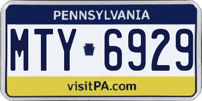 PA license plate MTY6929