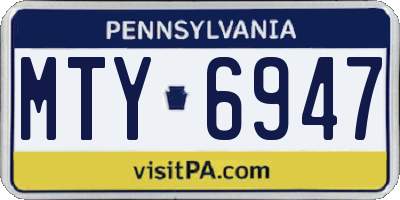 PA license plate MTY6947
