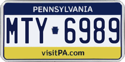 PA license plate MTY6989