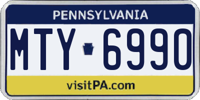 PA license plate MTY6990