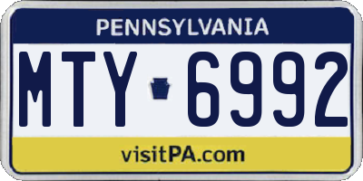 PA license plate MTY6992