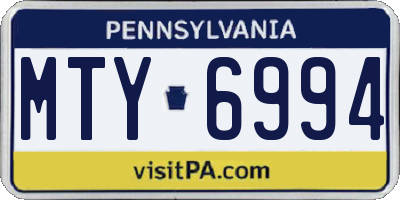PA license plate MTY6994
