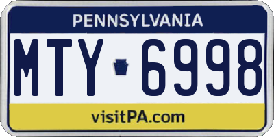 PA license plate MTY6998