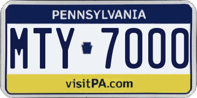 PA license plate MTY7000