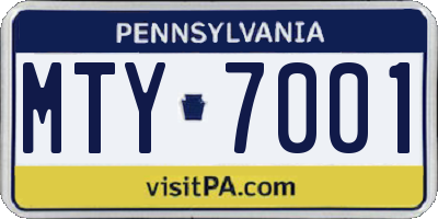 PA license plate MTY7001