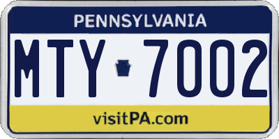 PA license plate MTY7002