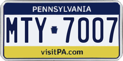 PA license plate MTY7007