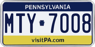 PA license plate MTY7008