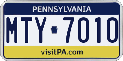 PA license plate MTY7010