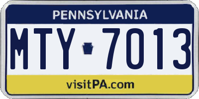 PA license plate MTY7013