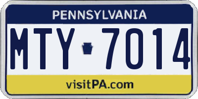 PA license plate MTY7014