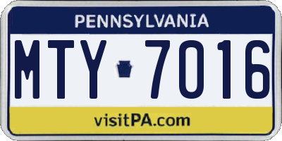 PA license plate MTY7016