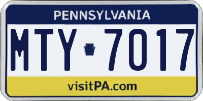 PA license plate MTY7017