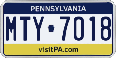 PA license plate MTY7018