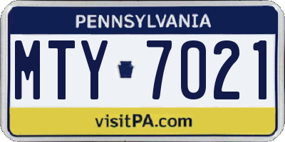 PA license plate MTY7021