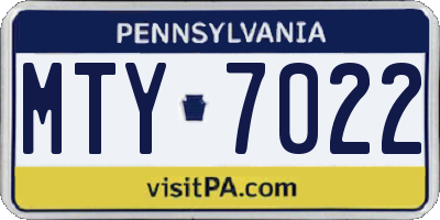 PA license plate MTY7022