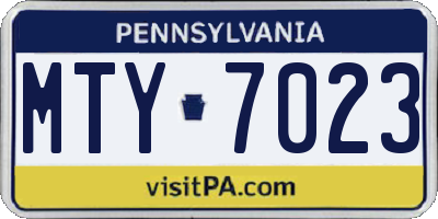 PA license plate MTY7023