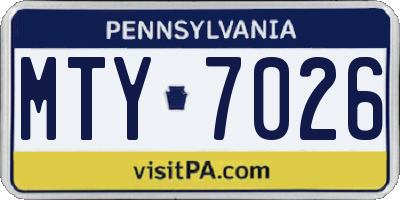 PA license plate MTY7026