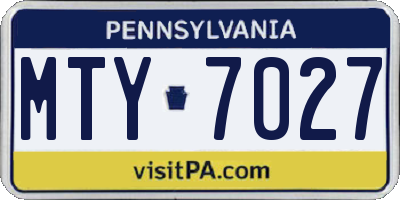 PA license plate MTY7027