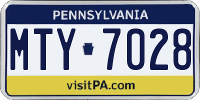 PA license plate MTY7028