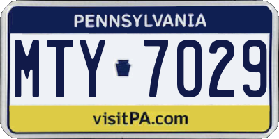 PA license plate MTY7029