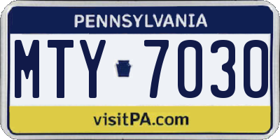 PA license plate MTY7030