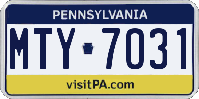 PA license plate MTY7031