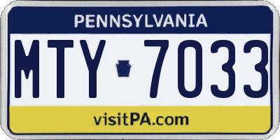 PA license plate MTY7033