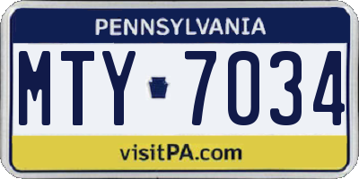 PA license plate MTY7034