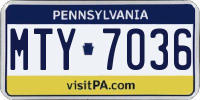 PA license plate MTY7036