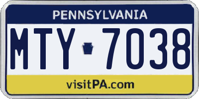 PA license plate MTY7038