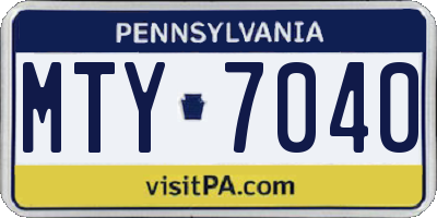 PA license plate MTY7040