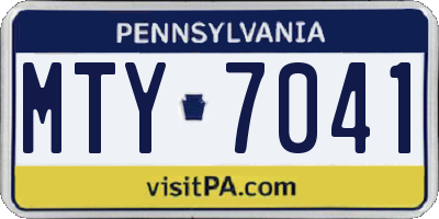 PA license plate MTY7041