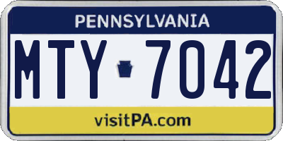 PA license plate MTY7042