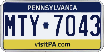 PA license plate MTY7043