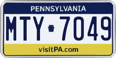 PA license plate MTY7049