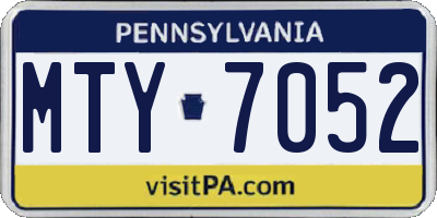 PA license plate MTY7052