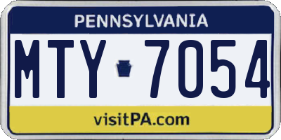 PA license plate MTY7054