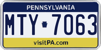 PA license plate MTY7063