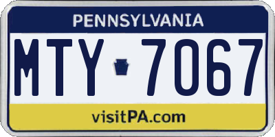 PA license plate MTY7067