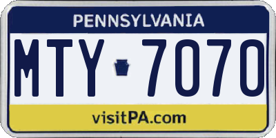 PA license plate MTY7070