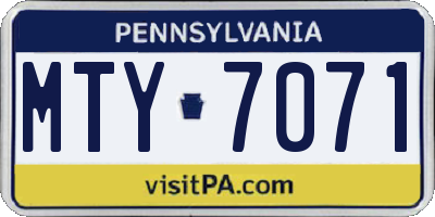 PA license plate MTY7071
