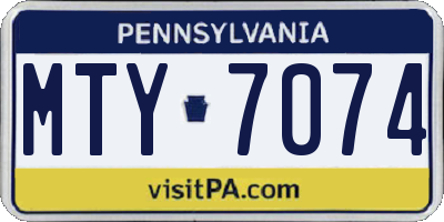 PA license plate MTY7074