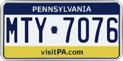PA license plate MTY7076