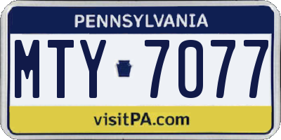 PA license plate MTY7077