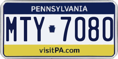 PA license plate MTY7080