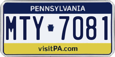 PA license plate MTY7081
