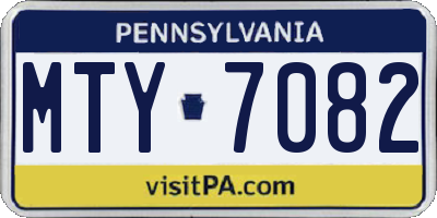 PA license plate MTY7082