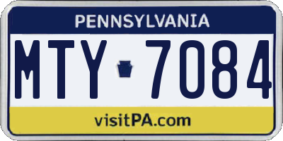 PA license plate MTY7084