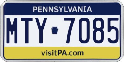 PA license plate MTY7085